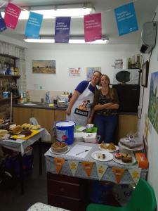 Zoe and Sandra at Stand UP to Cancer Bake Off 